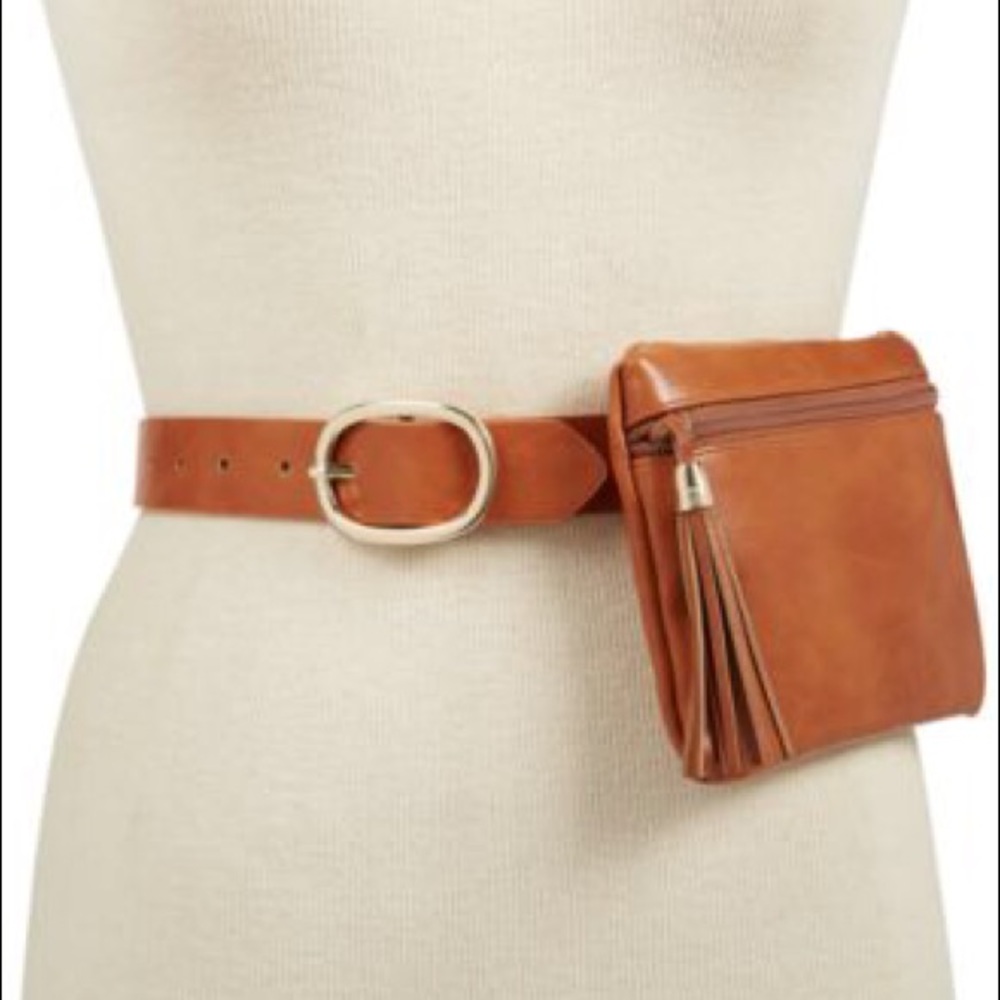 INC International brown tassel boho belt bag